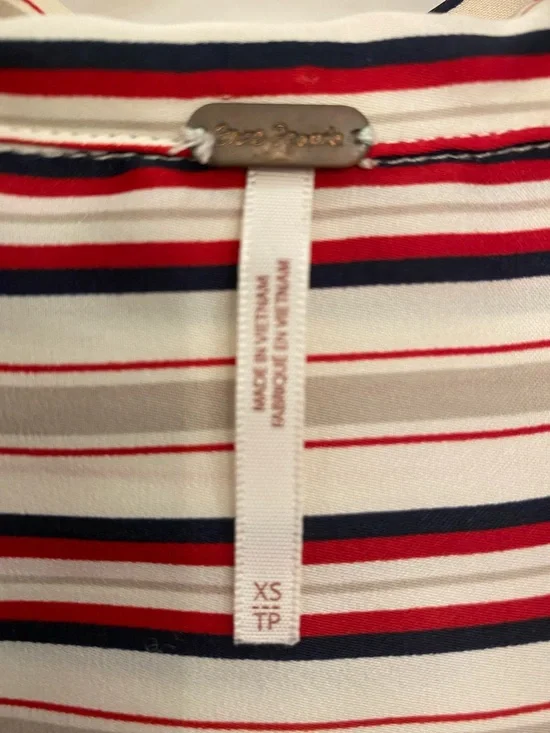 Free People ‘Mad About You’ Striped Button Down Blouse Fits Oversized XS - Picture 3 of 9